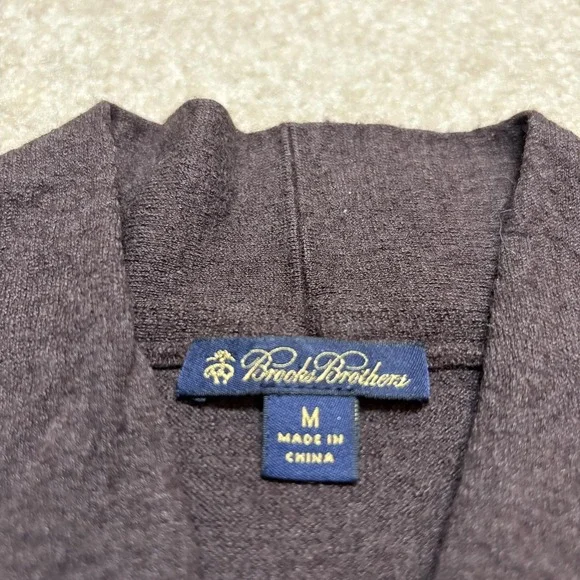 Brooks Brothers Sweater Womens Medium Brown Cotton Cashmere Shawl Collar - Picture 3 of 10